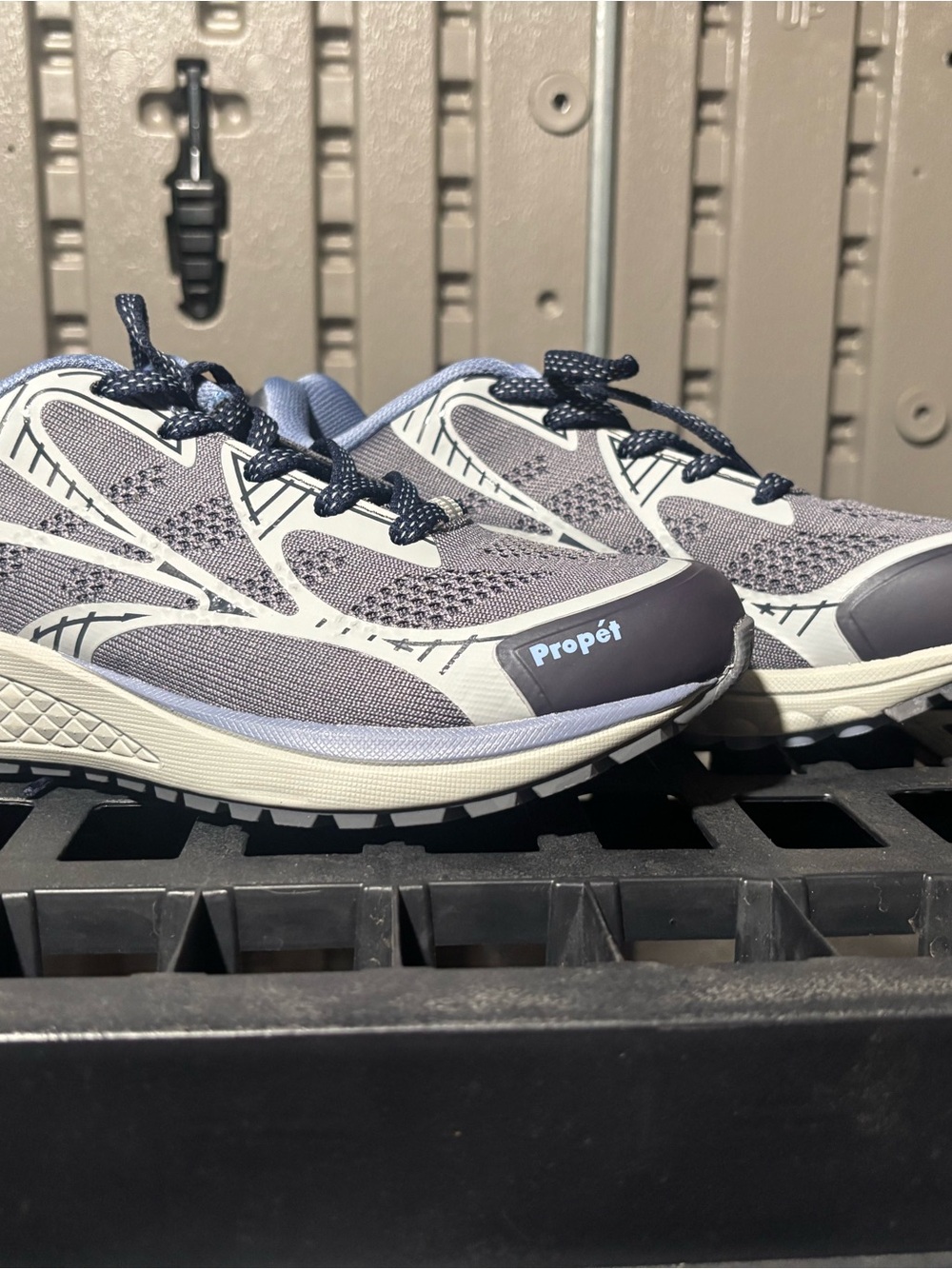Propet Grey and Navy Mesh Athletic Sneakers